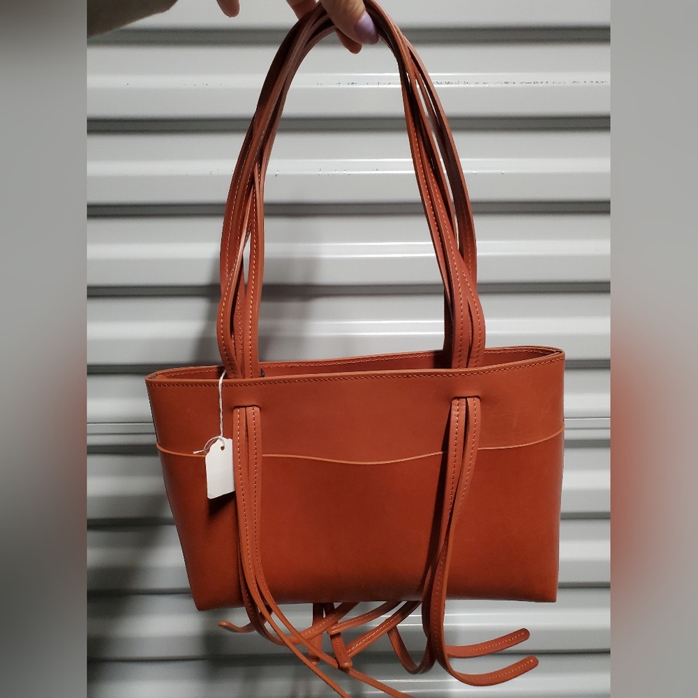 NWT Mansur Gavriel calf leather fringe bag in Brick